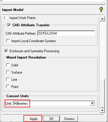 Model import settings