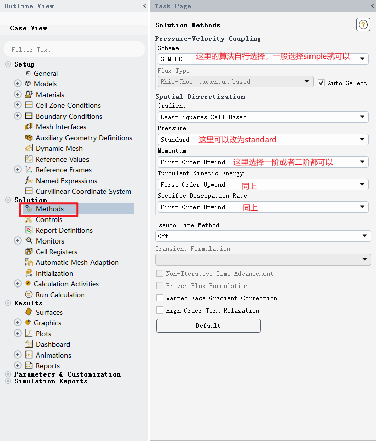 Select solution method