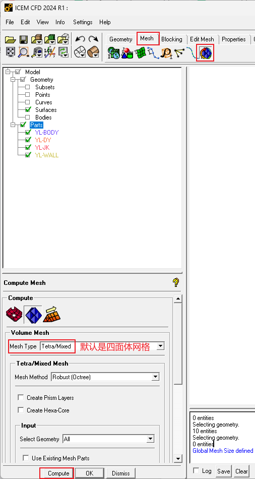 Apply the mesh size